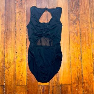Black v-neck cutout leotard:size SA dance costume